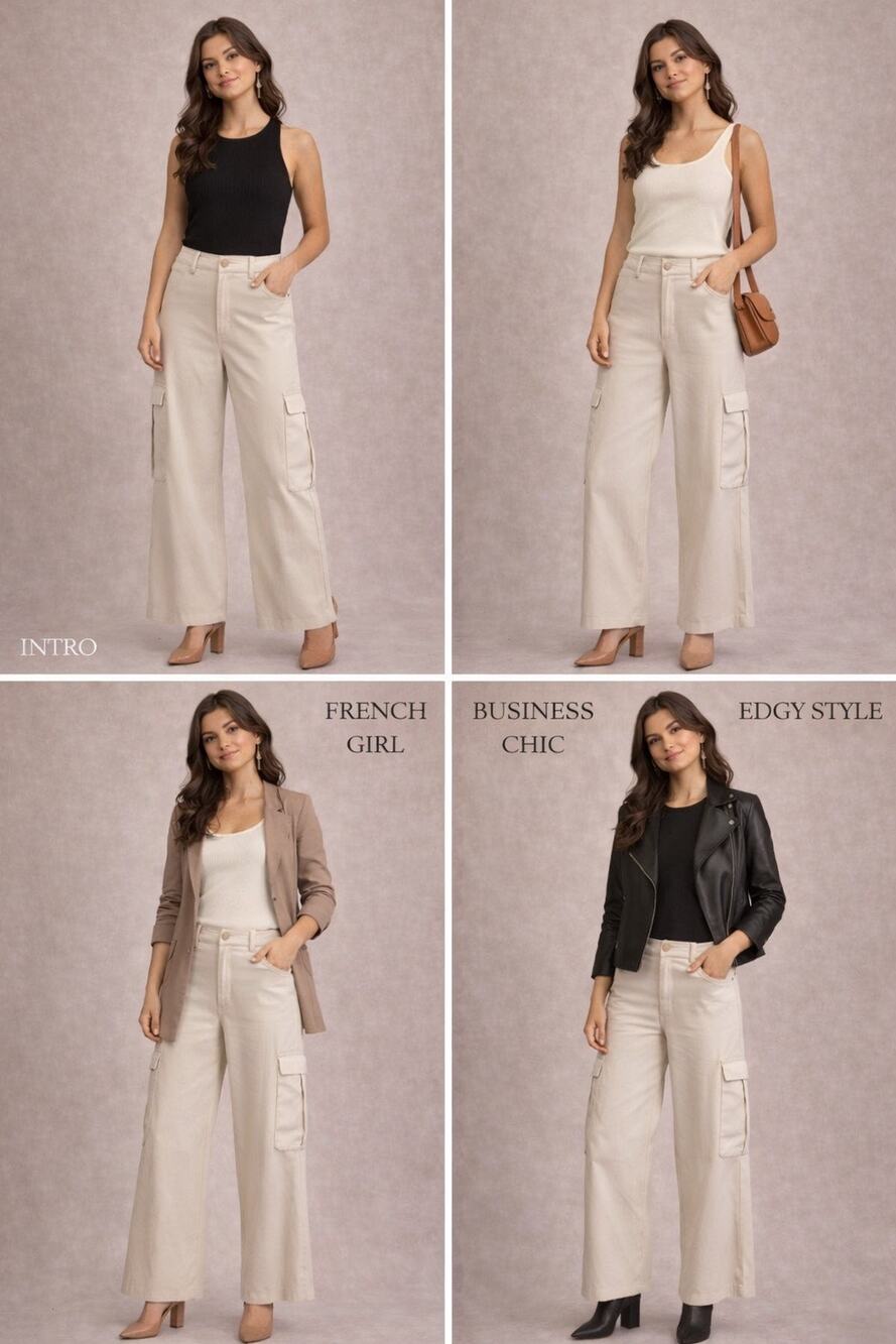 Sage The Label Cream Wide Leg Pants Womens Medium Cargo Pocket
